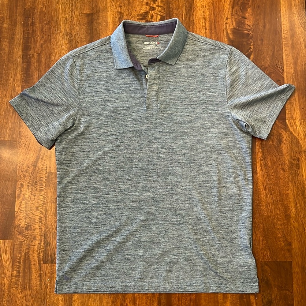 UNTUCKit Polo shirt- Heathered Blue Size M